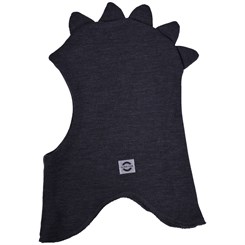 Mikk-Line Vollgesichts-Elefantenmütze aus Wolle – Dino – Dunkelgrau meliert